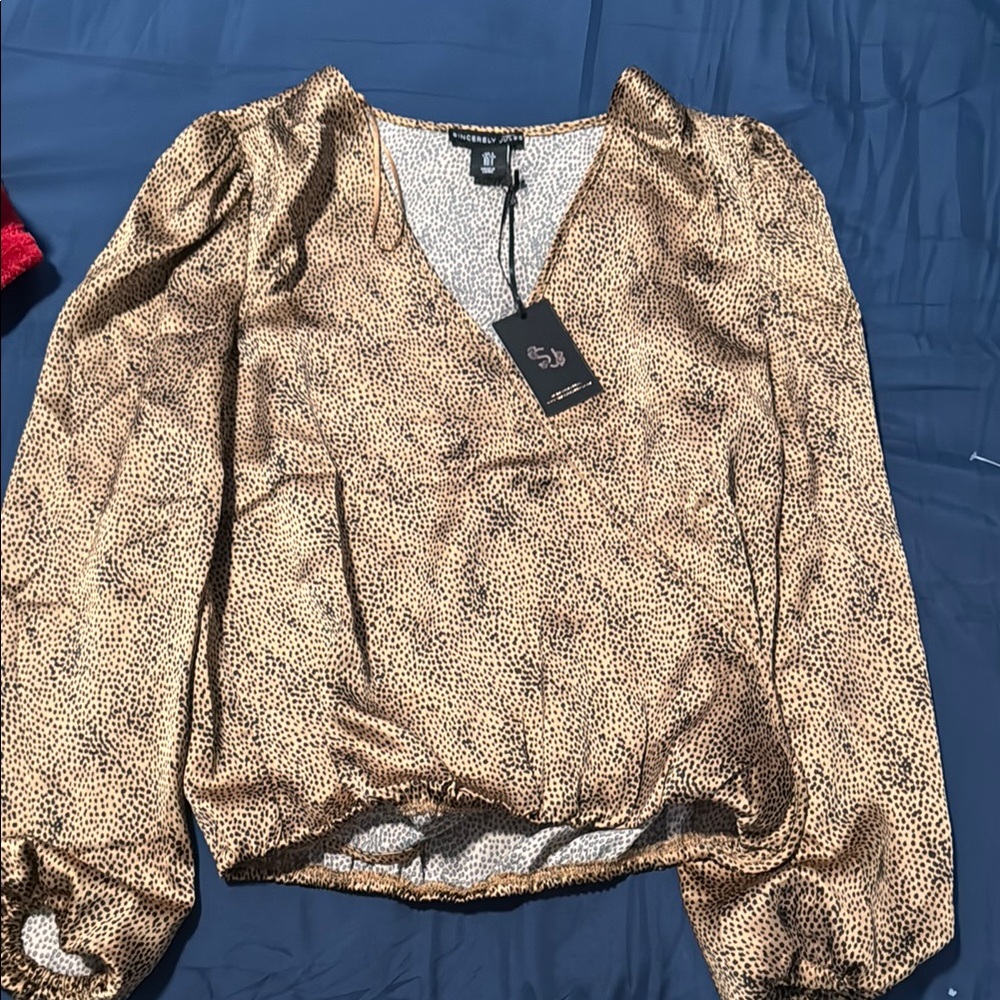 Cream Long Sleeve Ruffled Blouse